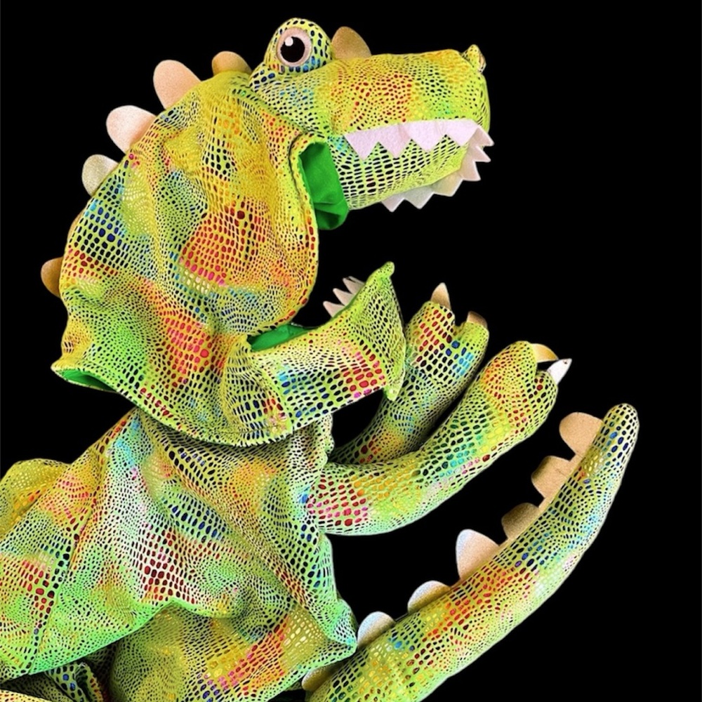 Spooky Night | Dinosaur Dog Halloween Costume | Green / Shimmer Foil | Size L